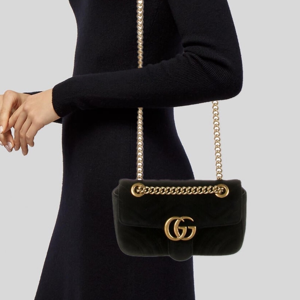 Gucci GG MARMONT mini shoulder bag velvet black